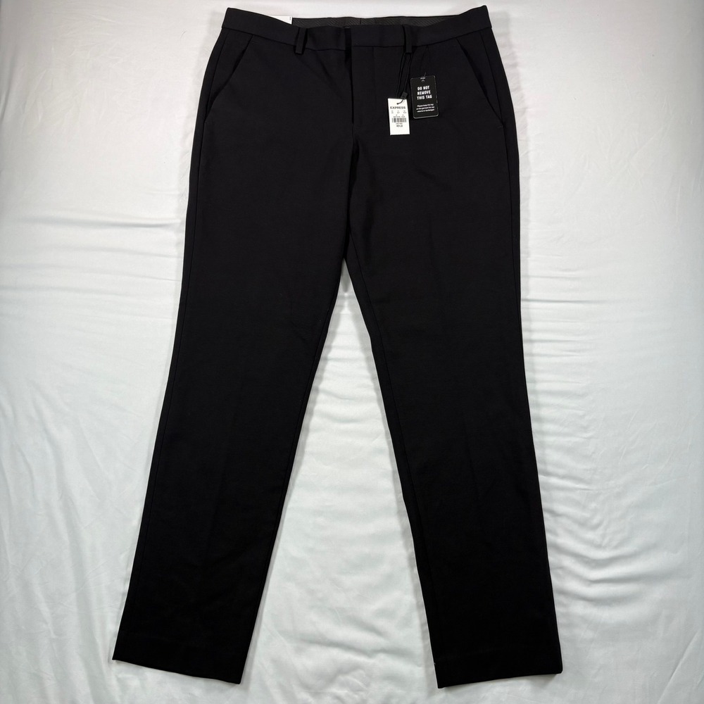 Express Performance Stretch+ Slim Dress Pants Mens 31x32 Black Cotton NWT